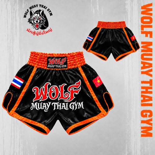 Quần Tập Muay Thai Wolf Muay Thai Gym – Ver Đen Cam Chính Hãng